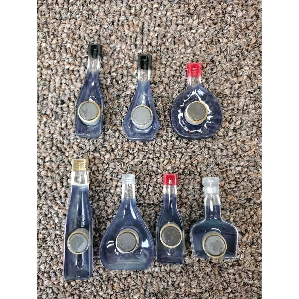 Liquor Bottle Fridge Magnets Vintage Lot Of 7 Blue COGNAC and DE FAI